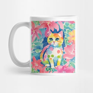 Cute watercolor kitten and flowers Mug